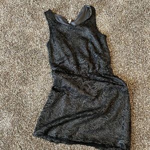 Studio Y Black/silver lace dress size small. Cinched waist.